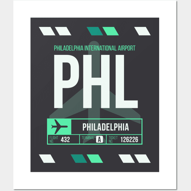 Philadelphia (PHL) Airport Code Baggage Tag Wall Art by SLAG_Creative